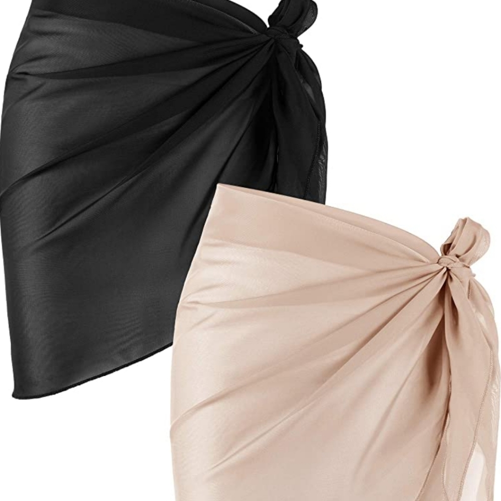 NWT Two Piece Chiffon Cover Up Beach Wrap Sarong